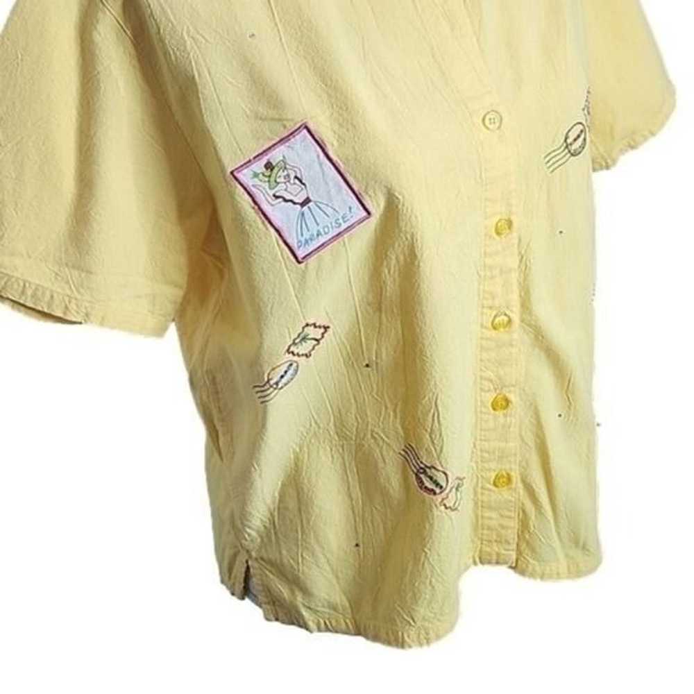 Bobbie Brooks Top Vacation Embroidery Yellow Cott… - image 2