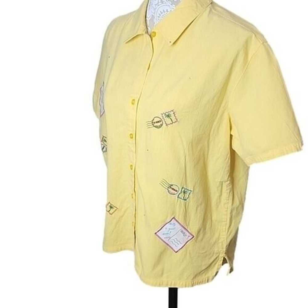 Bobbie Brooks Top Vacation Embroidery Yellow Cott… - image 3