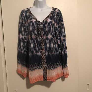 Vintage America Blues Boho Top - image 1