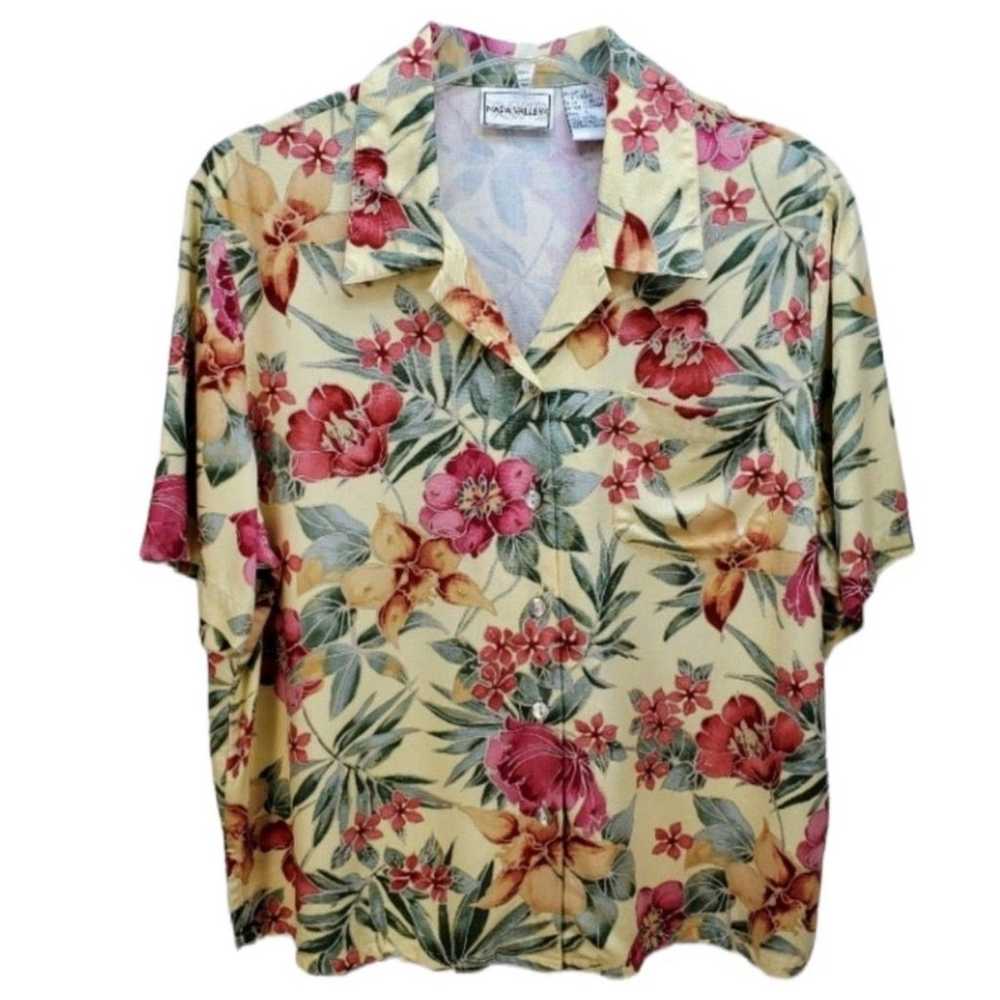 Vintage Napa Valley Floral Print Hawaiian Shirt L - image 1