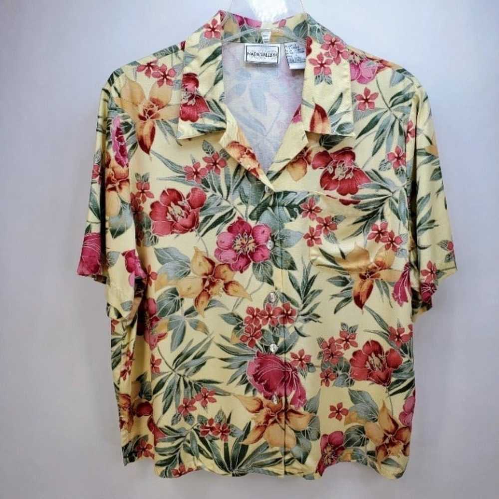 Vintage Napa Valley Floral Print Hawaiian Shirt L - image 2