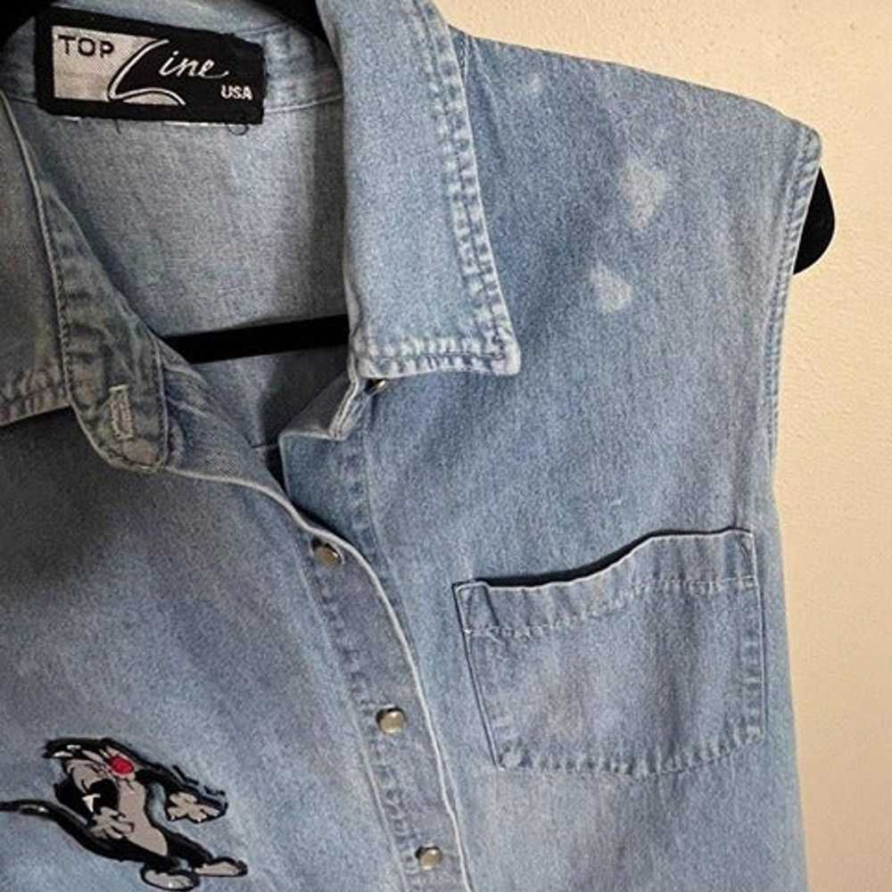 90's VINTAGE LOONEY TUNES DENIM VEST - image 4