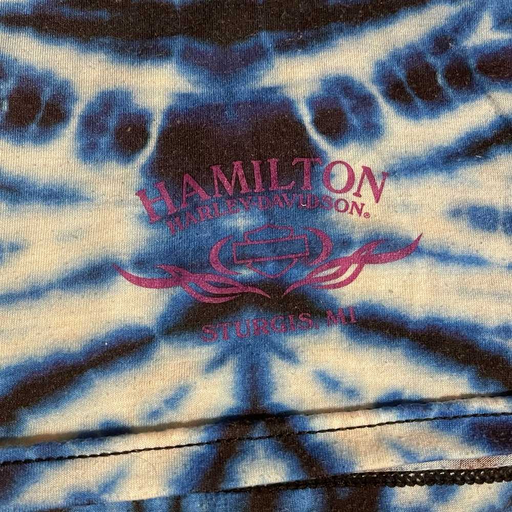 Vintage Harley Davidson Tank Top Tie Dye Blue Whi… - image 3