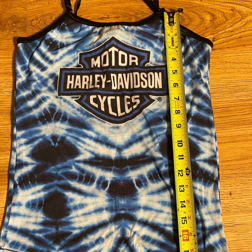 Vintage Harley Davidson Tank Top Tie Dye Blue Whi… - image 6