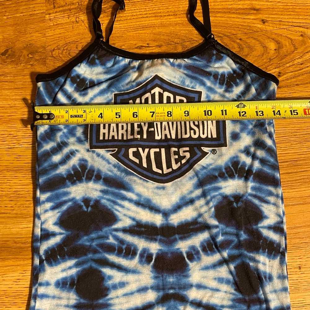 Vintage Harley Davidson Tank Top Tie Dye Blue Whi… - image 7