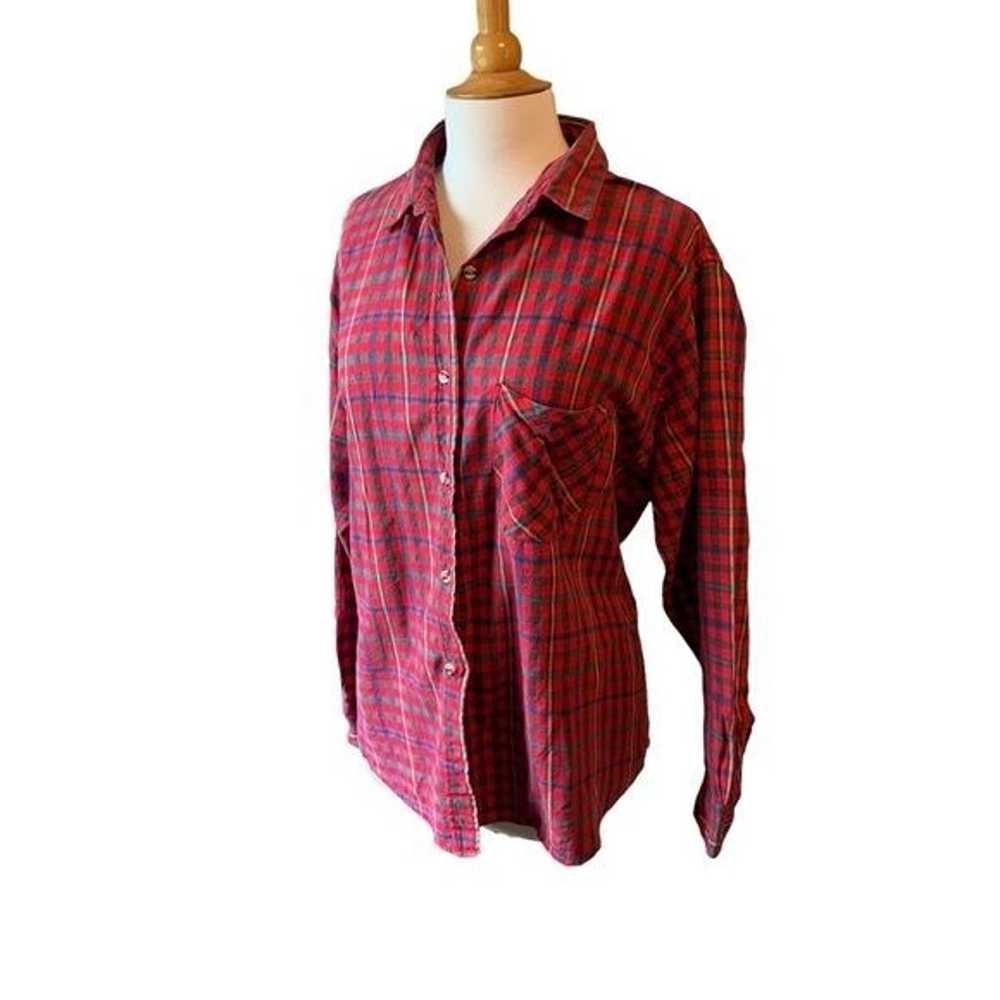 Vintage Picket & Post Red Plaid Flannel Button Do… - image 2