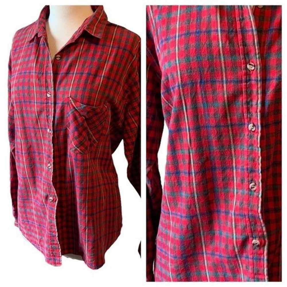 Vintage Picket & Post Red Plaid Flannel Button Do… - image 7