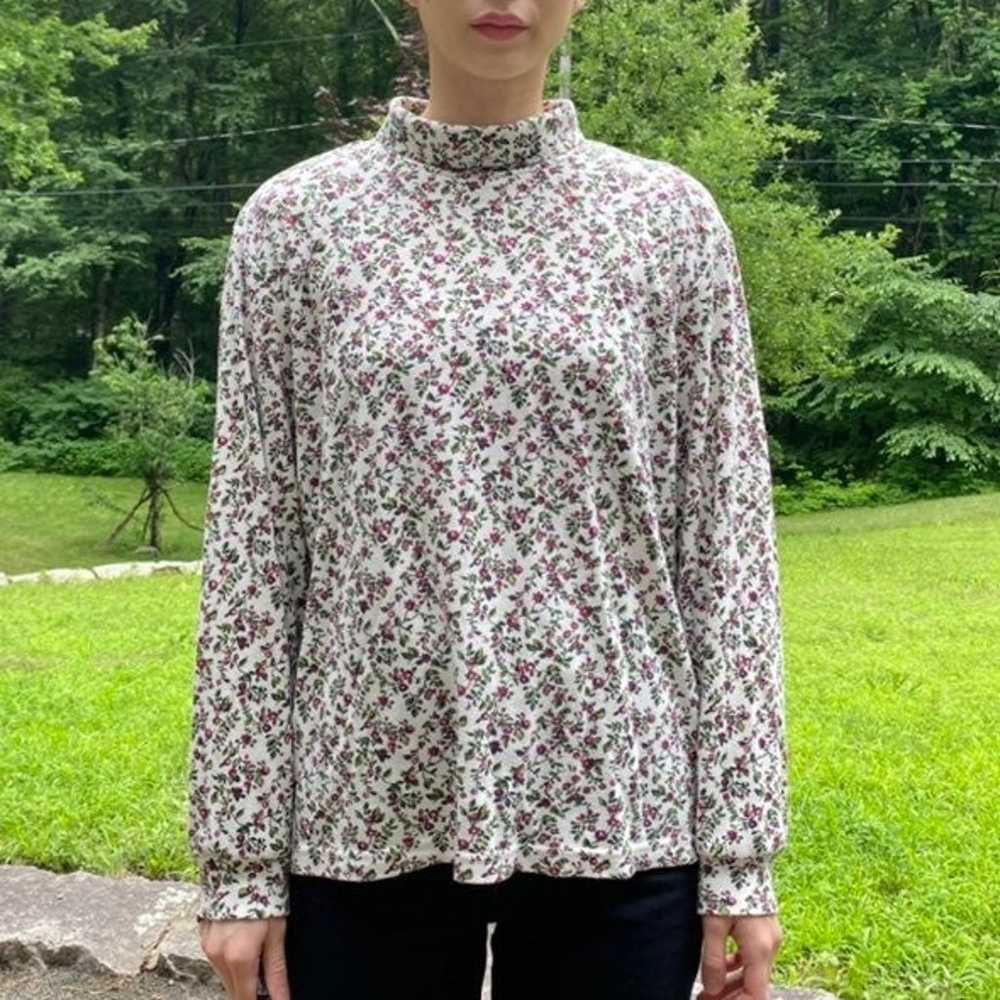 Vintage 80s or 90s Floral Turtleneck - image 2