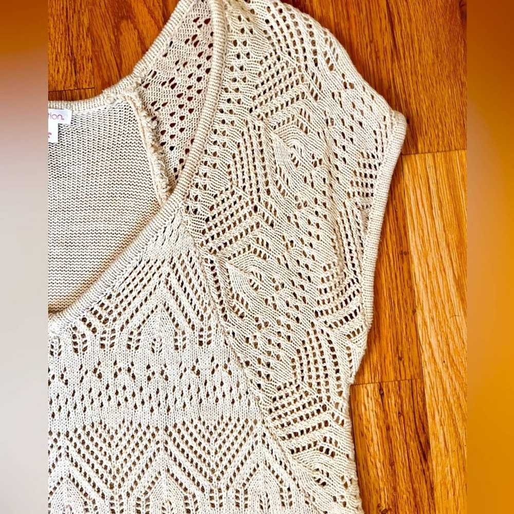 90's Vintage Cream Xhilaration Crochet Top, Size L - image 2