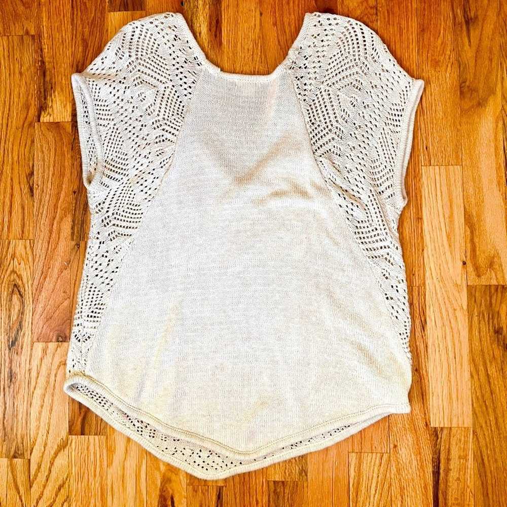 90's Vintage Cream Xhilaration Crochet Top, Size L - image 3