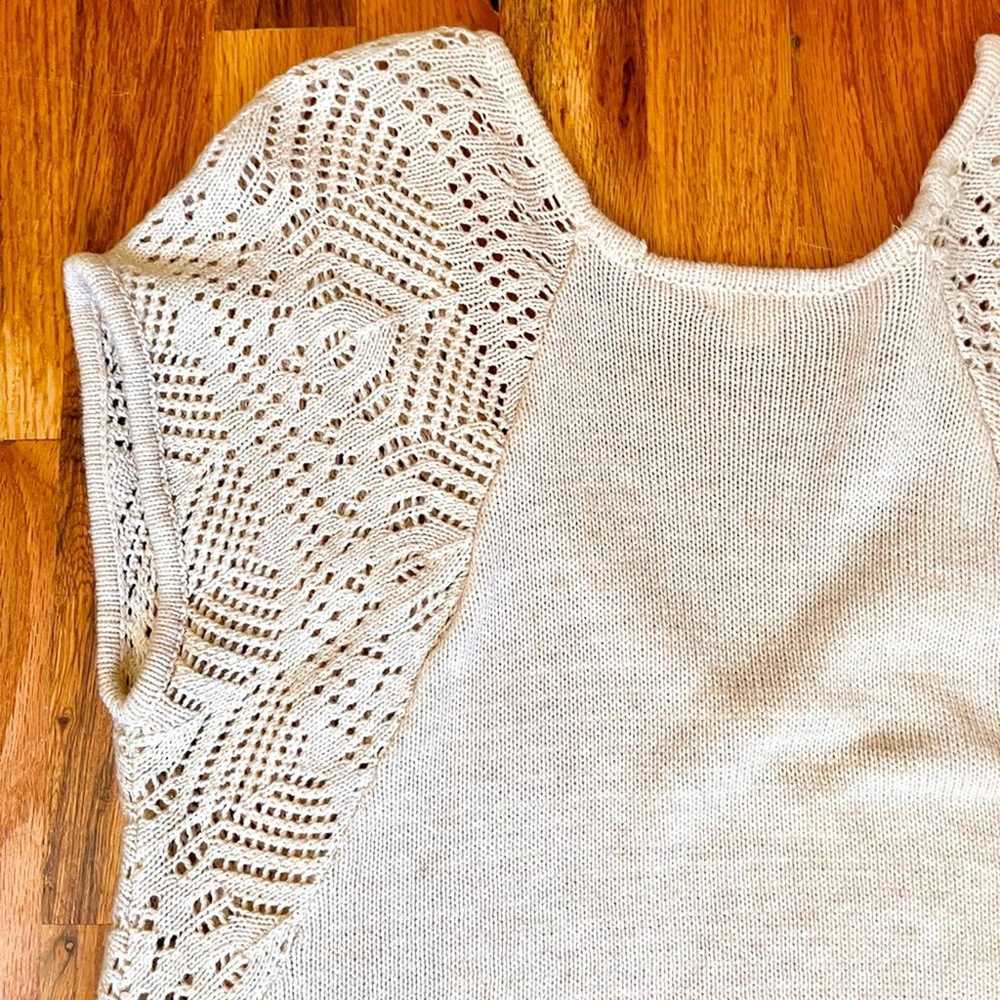 90's Vintage Cream Xhilaration Crochet Top, Size L - image 5