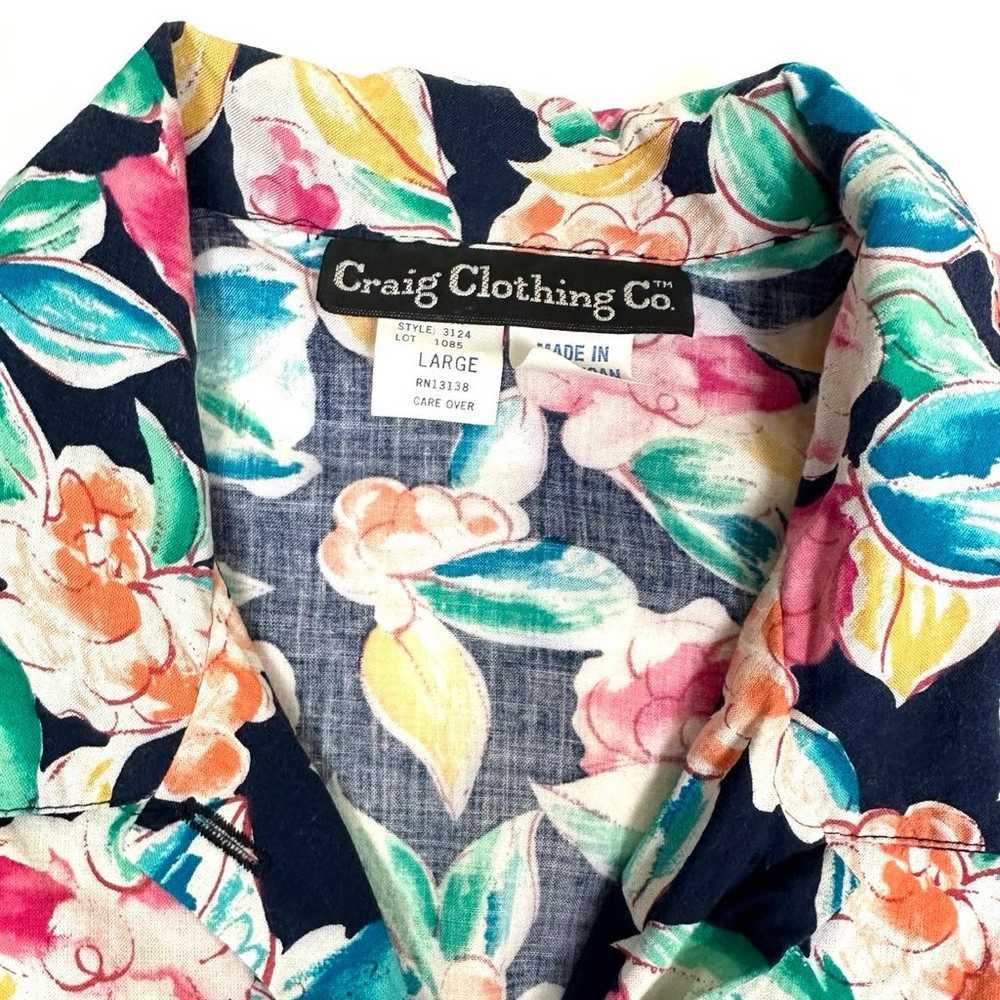 Vintage 80s Navy Floral Button Up Shirt - image 3