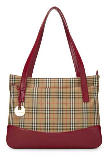 Red Haymarket Check Pocket Tote Medium