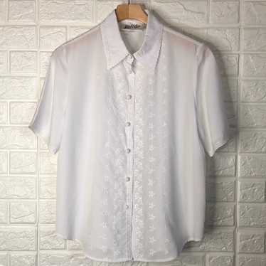 Vintage Yves St. Clair white embroidered blouse