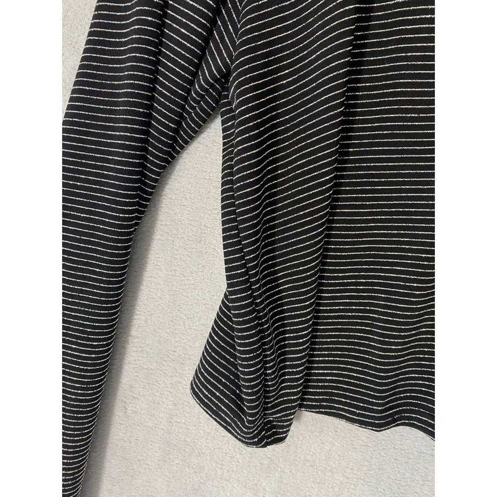 Vintage Cropped Striped Cardigan Black Silver 90s… - image 2