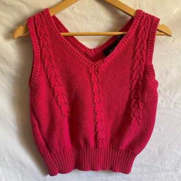 Vintage 90s crocheted knitted red cropped tank