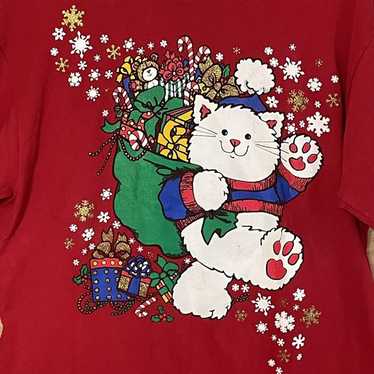 vintage mbc christmas cat Kitten puff paint ugly … - image 1