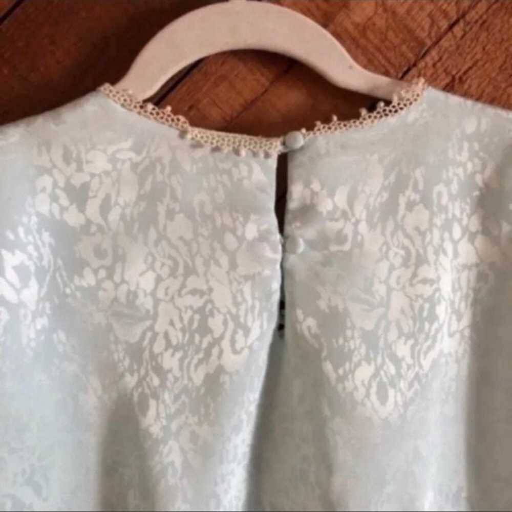 Vintage mint blue lace peasant top - image 5