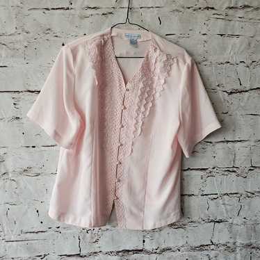 Vintage 80s Ship N Shore Women's Blouse Top Pink … - image 1