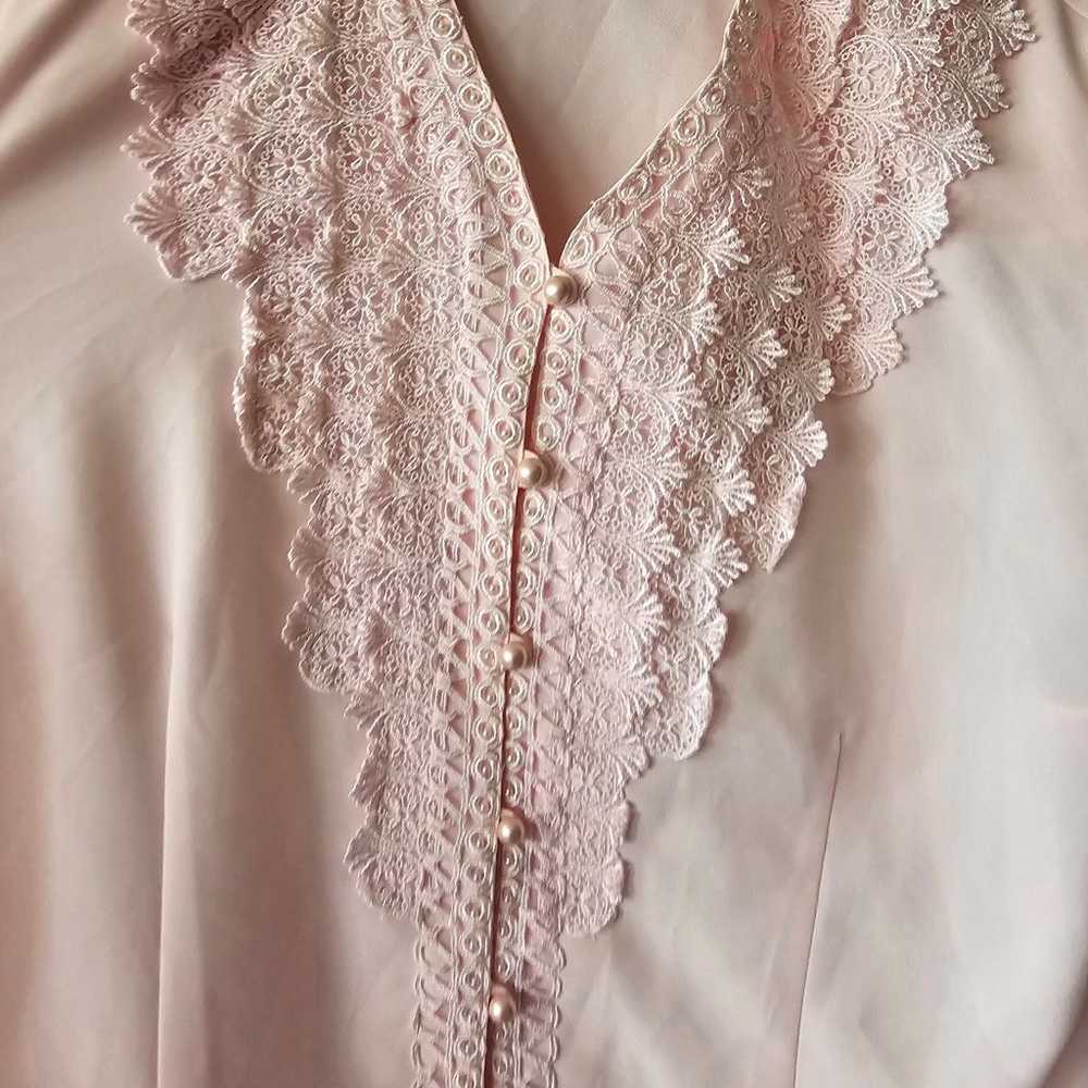 Vintage 80s Ship N Shore Women's Blouse Top Pink … - image 5