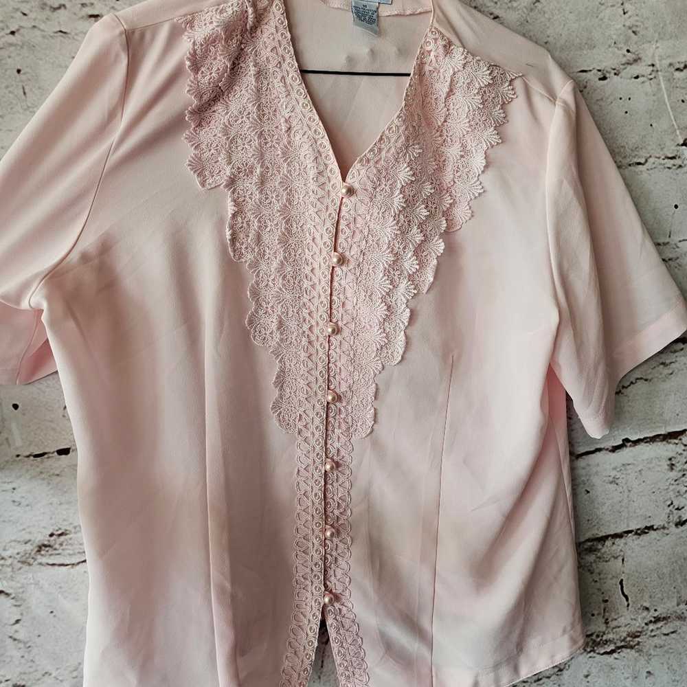 Vintage 80s Ship N Shore Women's Blouse Top Pink … - image 6