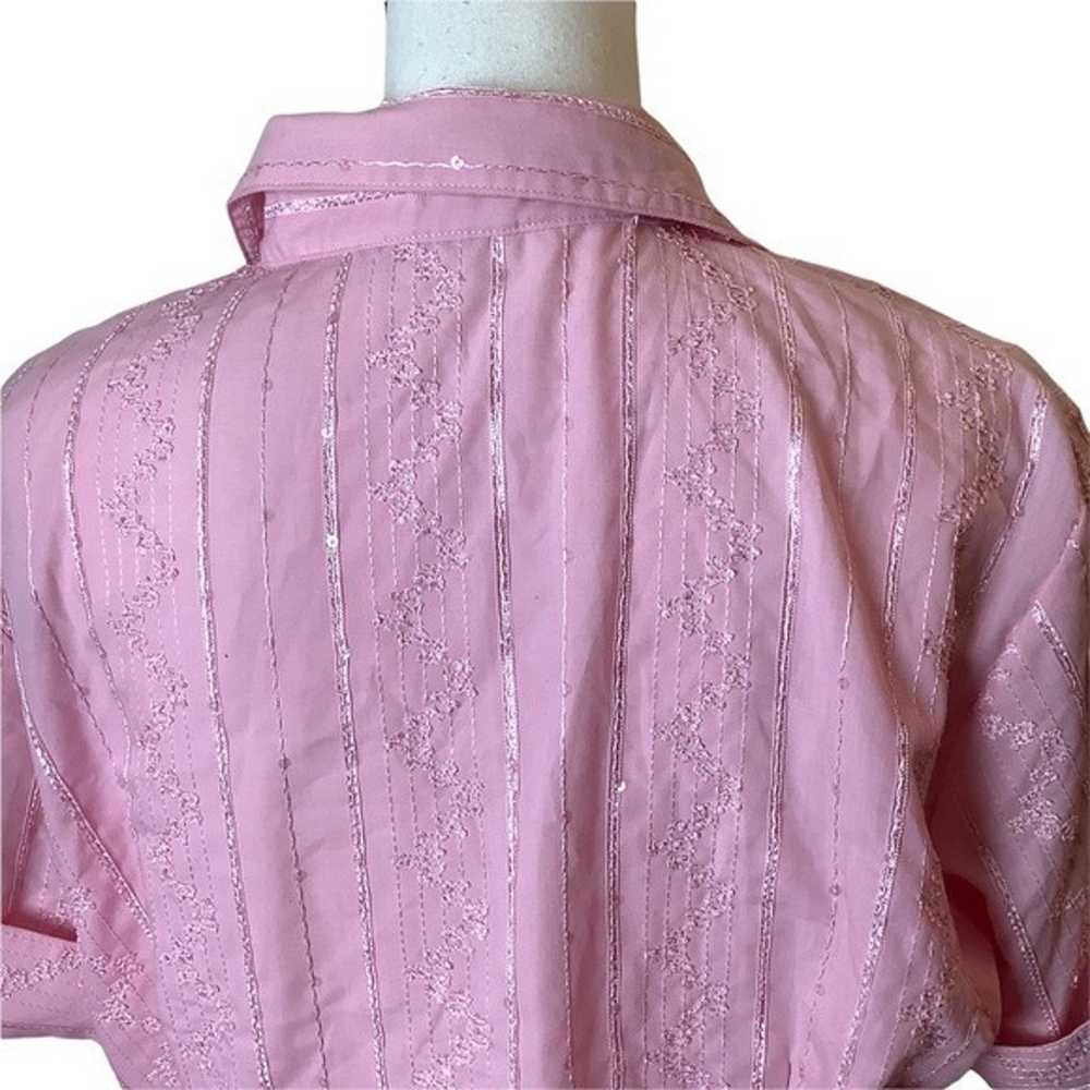 Vintage 80s 90s Pink Sequin Embroidered Short Sle… - image 8