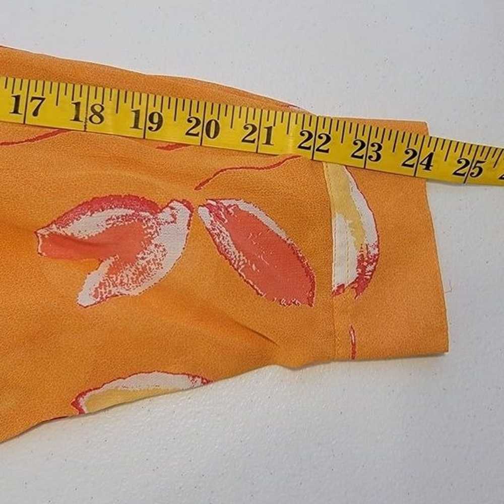 Delores Bell Bright Orange Floral Semi Sheer Butt… - image 12