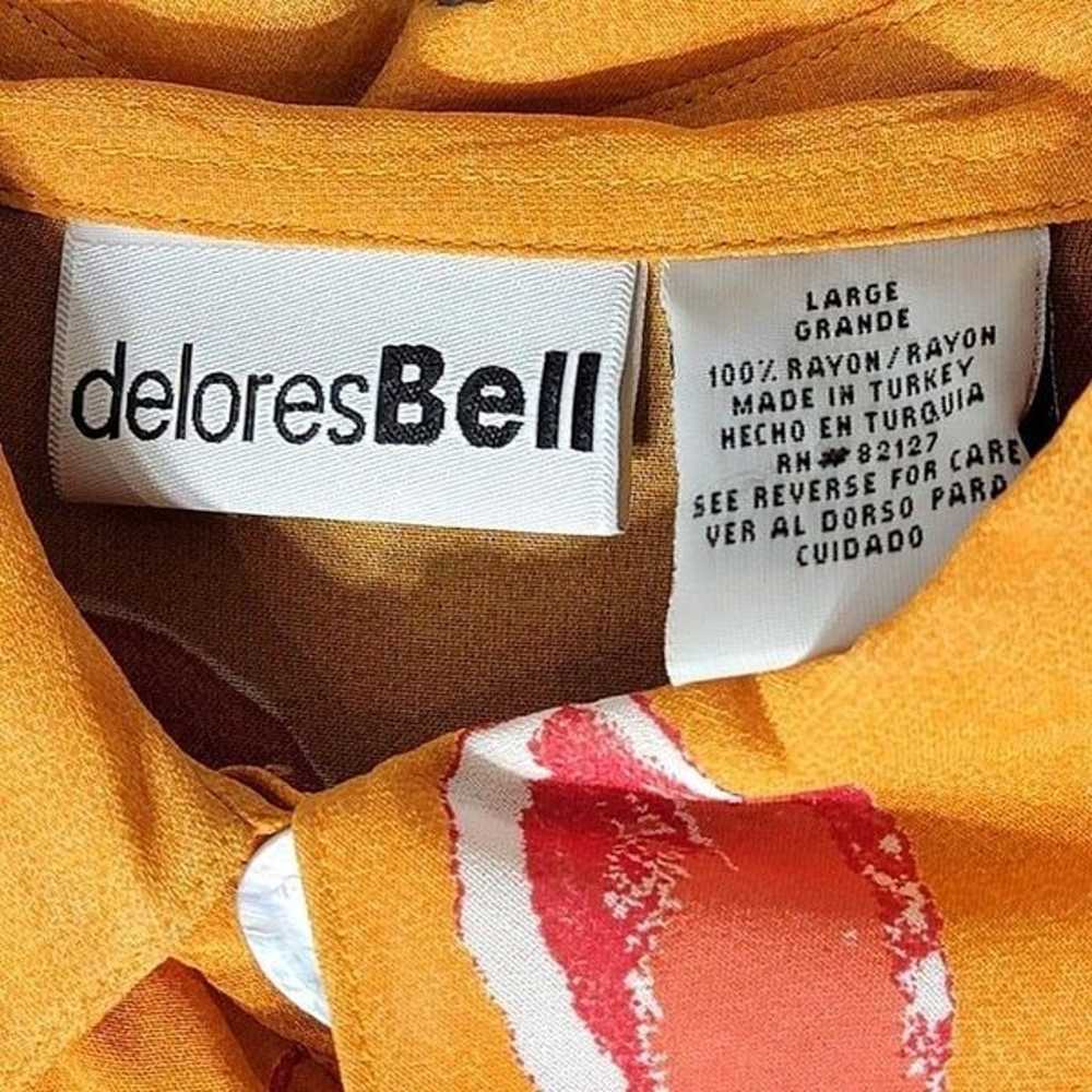 Delores Bell Bright Orange Floral Semi Sheer Butt… - image 9