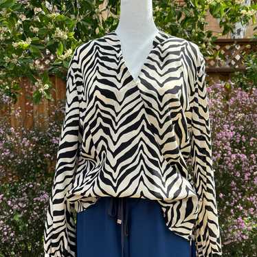 Emanuel Ungaro 100% silk vintage zebra print button down blouse online size 6