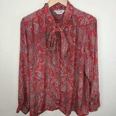 Alfred Dunner Paisley Bow Tie Vintage Blouse - image 1