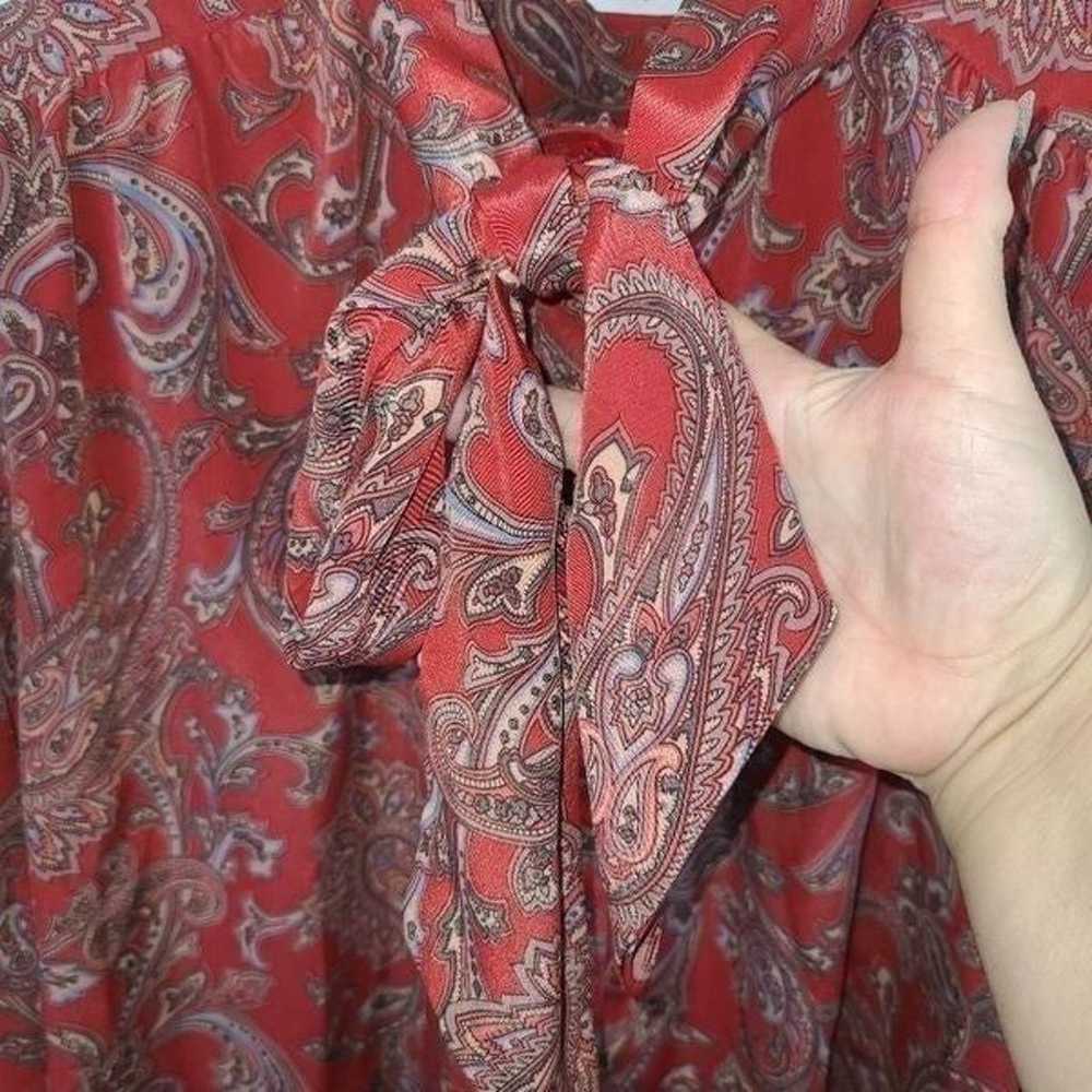 Alfred Dunner Paisley Bow Tie Vintage Blouse - image 3