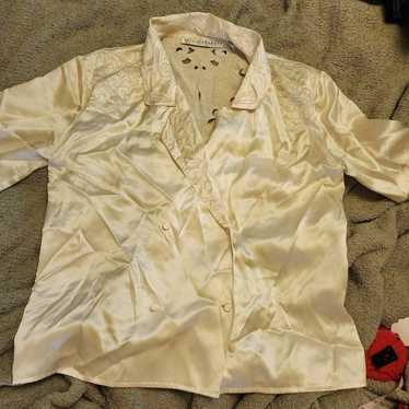 Silk White Blouse, buttoned