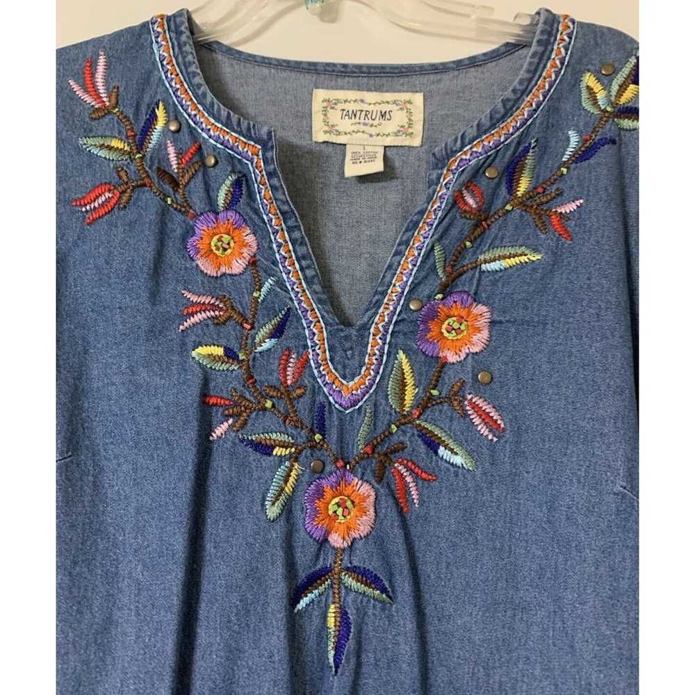 Vintage Tantrums Boho Denim Embroidered And Beade… - image 2