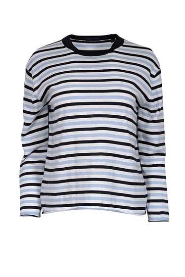 ATM - White, Black & Blue Striped Knit Long Sleeve