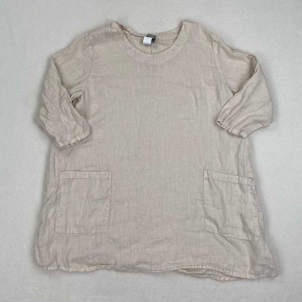 Vintage Match Point Shirt Size Large Tan Linen Bl… - image 1