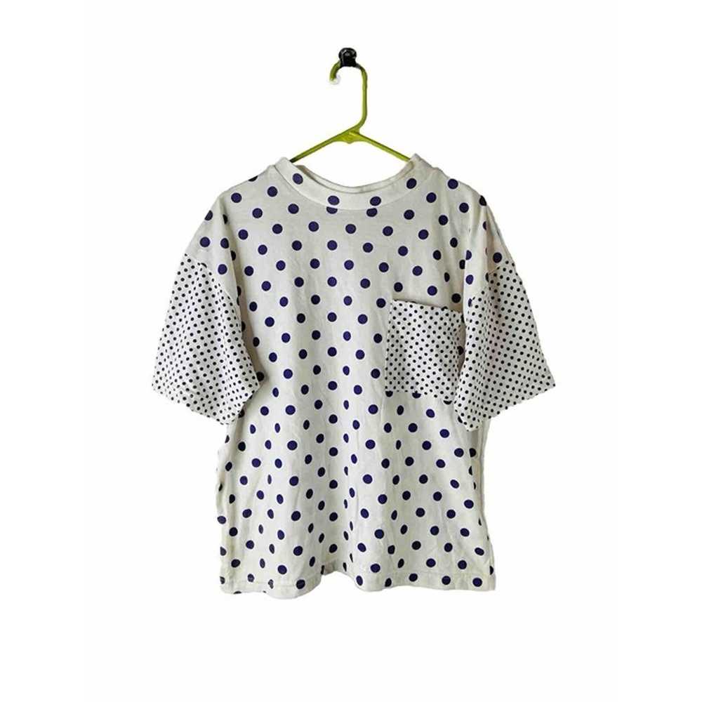 VTG 80s Womens 2XL Polka Dot Baggy Pocket Crewnec… - image 1