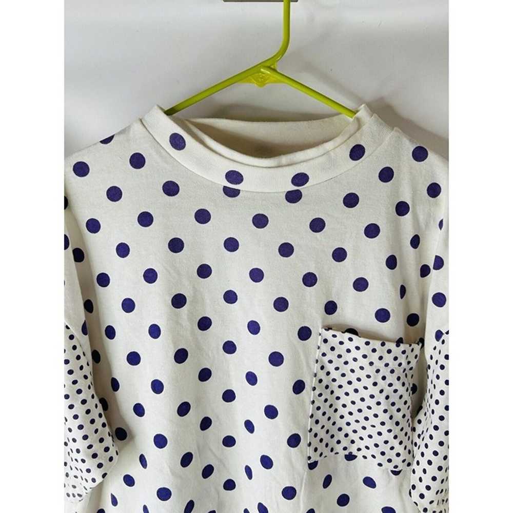 VTG 80s Womens 2XL Polka Dot Baggy Pocket Crewnec… - image 2