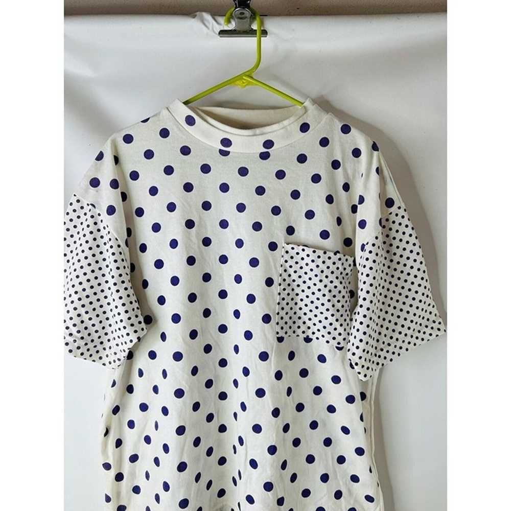 VTG 80s Womens 2XL Polka Dot Baggy Pocket Crewnec… - image 4