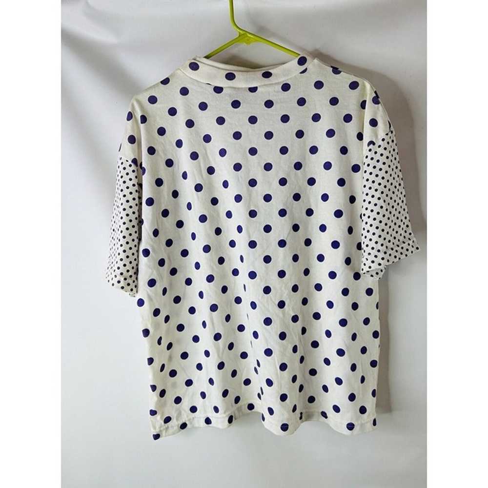 VTG 80s Womens 2XL Polka Dot Baggy Pocket Crewnec… - image 7