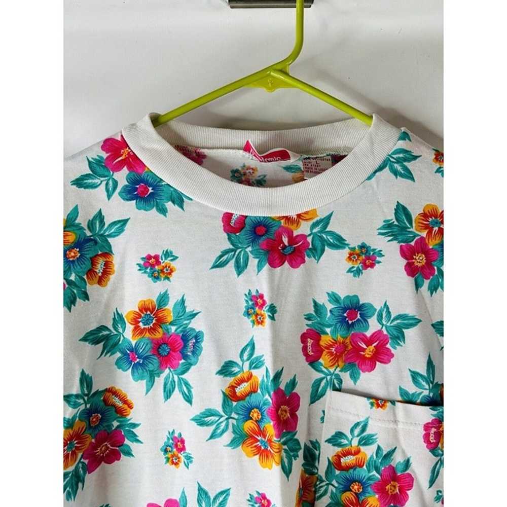 VTG 80s Womens Large Hawaiian Floral Boxy Pocket … - image 3