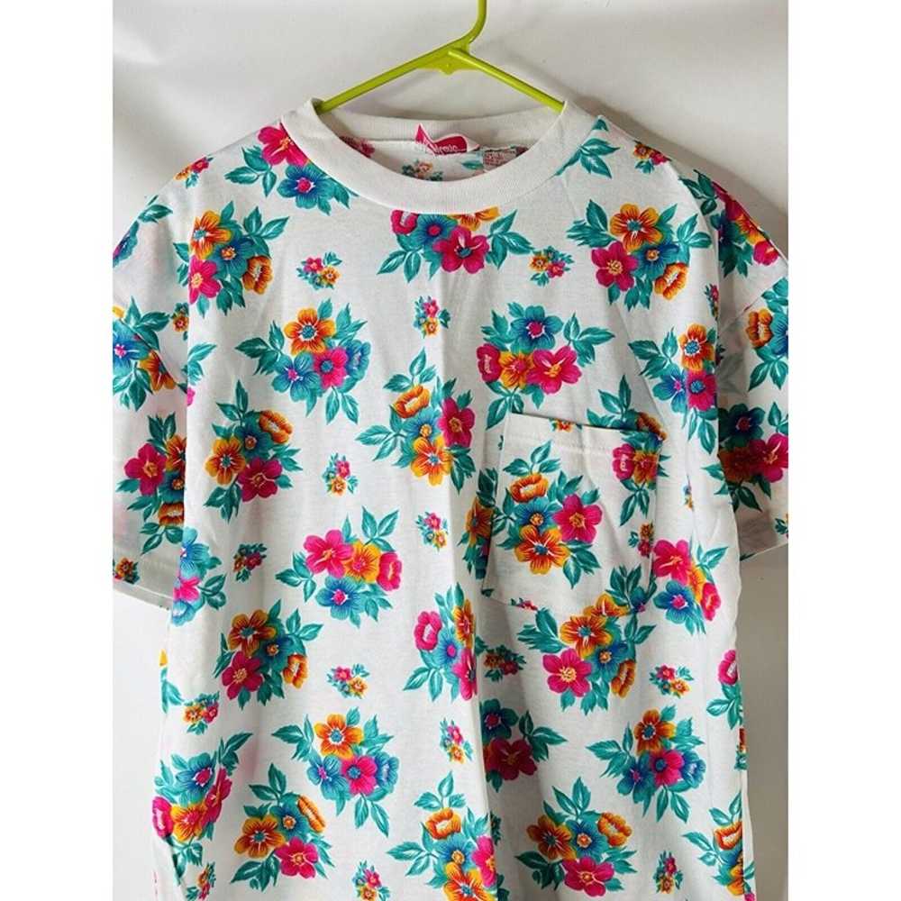 VTG 80s Womens Large Hawaiian Floral Boxy Pocket … - image 4