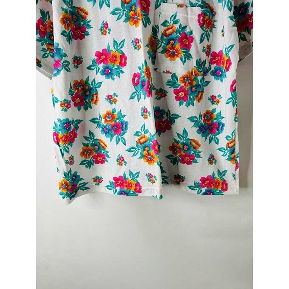 VTG 80s Womens Large Hawaiian Floral Boxy Pocket … - image 5