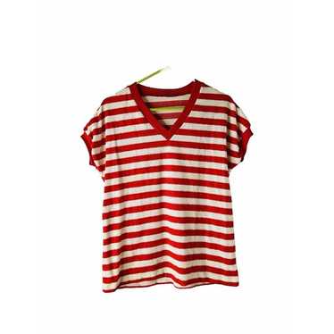 VTG 70s Womens Large Terry Cloth Striped Baggy T … - image 1