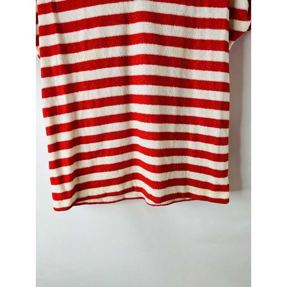 VTG 70s Womens Large Terry Cloth Striped Baggy T … - image 4