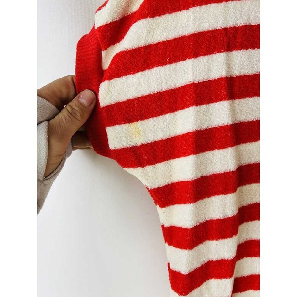 VTG 70s Womens Large Terry Cloth Striped Baggy T … - image 5