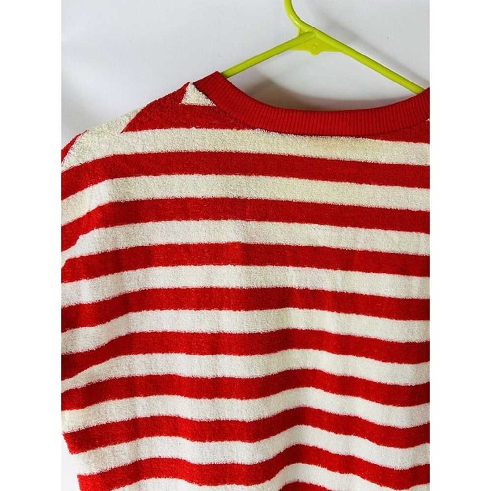 VTG 70s Womens Large Terry Cloth Striped Baggy T … - image 6