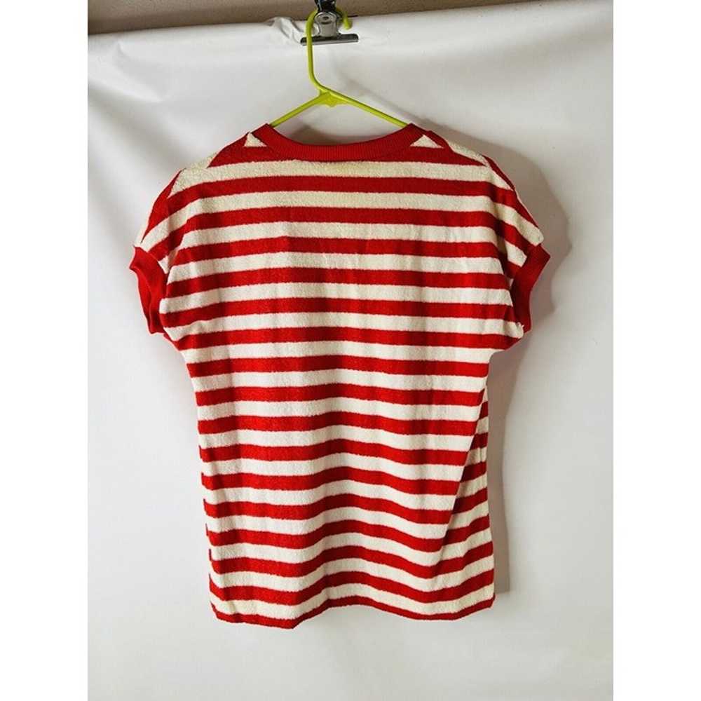 VTG 70s Womens Large Terry Cloth Striped Baggy T … - image 7