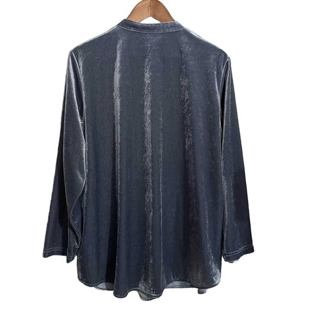 Vintage Womens Blue Velvet Popover Pintuck Pleate… - image 5