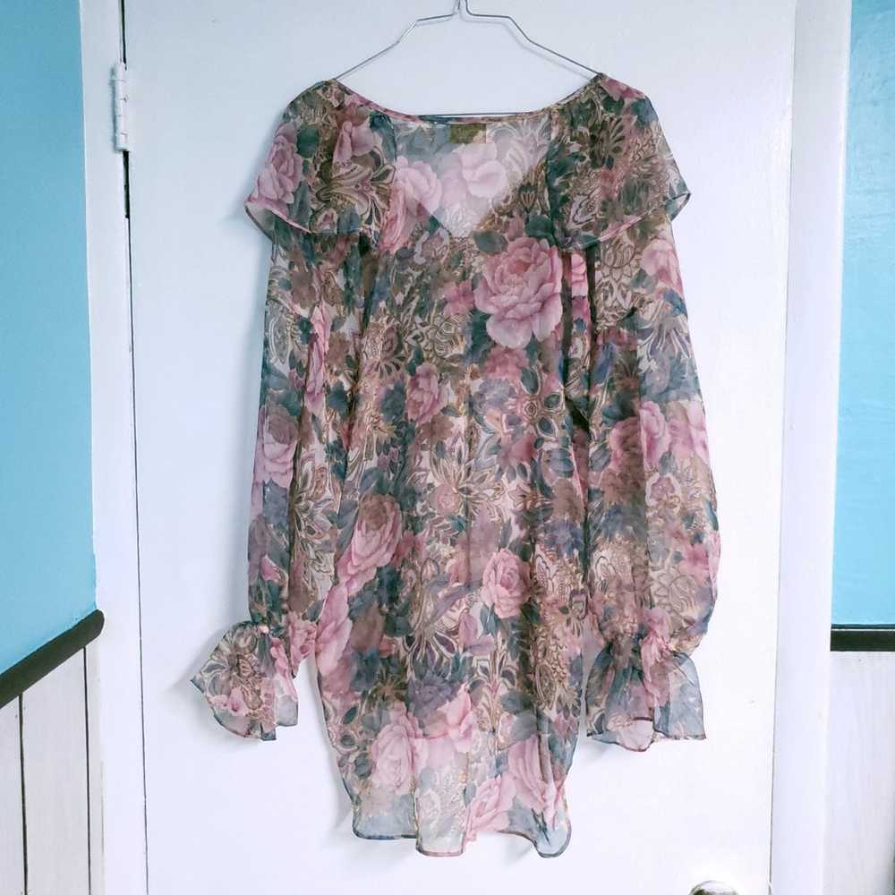 Victoria's Secret Vintage V Neck Floral Ruffle Sh… - image 4