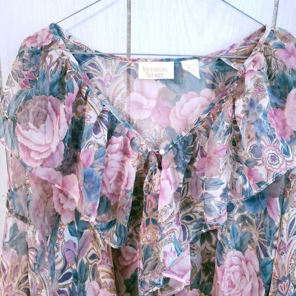 Victoria's Secret Vintage V Neck Floral Ruffle Sh… - image 5